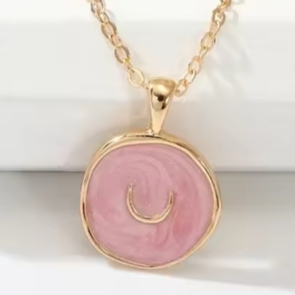 Anthropologie Jewelry - Gold and Pink Moon Pendant Necklace